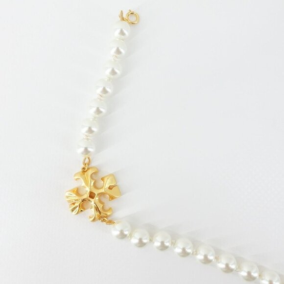 Tory Burch Roxanne Pearl Necklace Gold/ Ivory OS - Picture 12 of 14